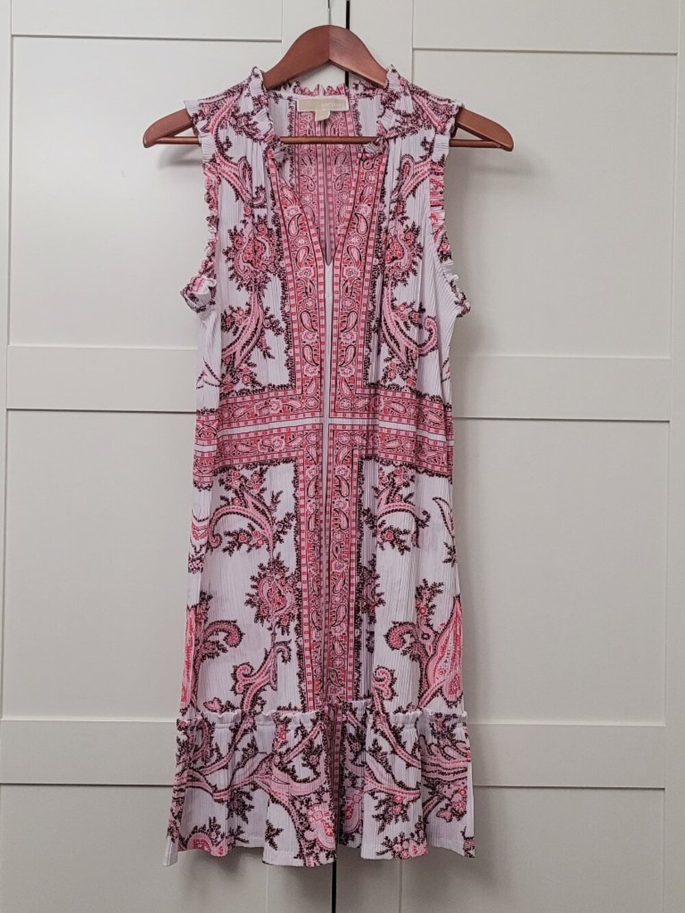 Michael Kors Ruffle V-Neck Paisley Dress